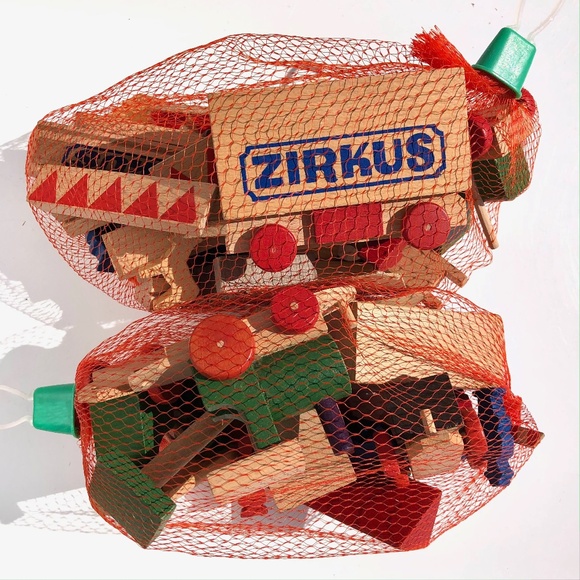 vintage Lot 2 sets East Germany Wooden Play Set Children Toy Circus Station - Picture 3 of 12